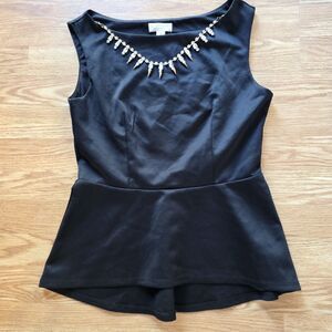 NWT! Womens Top Bisou Bisou by Michele Bohbot - Black - Stone Embellish - Size S